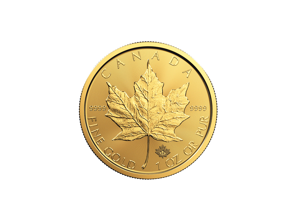 Buy original gold coins 1 oz Gold Maple Leaf with Bitcoin!